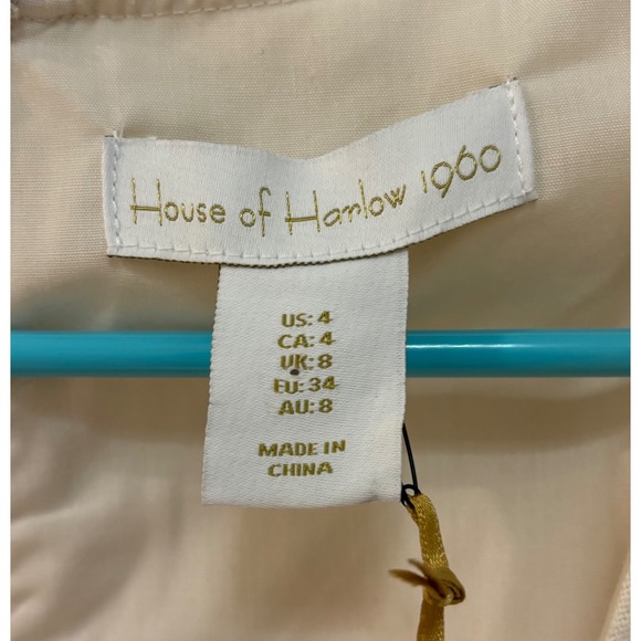 House of Harlow 1960 Dress Size 4 Cream Turquoise‎ Floral Bead Sleeveless - Picture 4 of 7